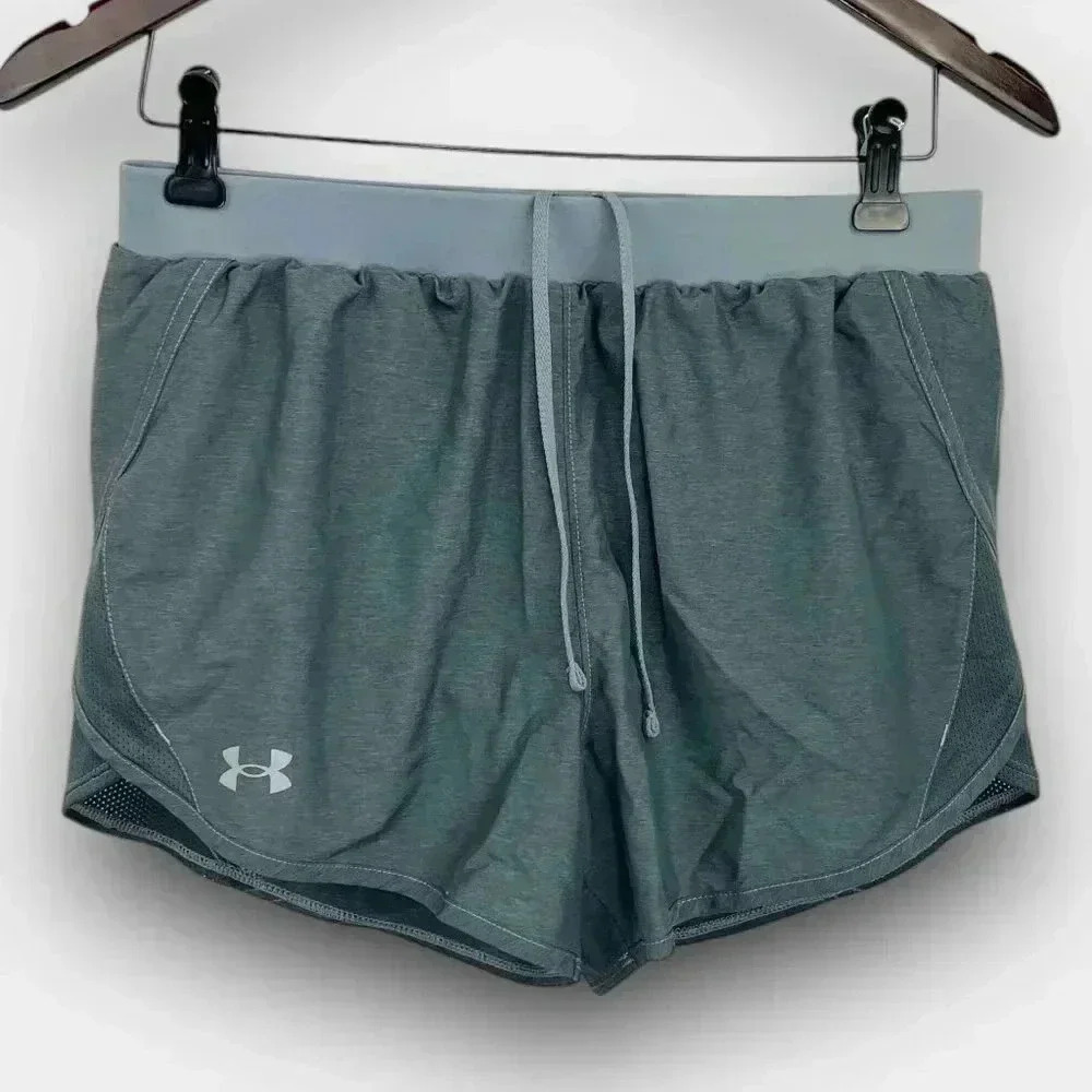 Under Armour Women’s Fly-By 2.0 Running Shorts SM Gray HeatGear Lined 1350196